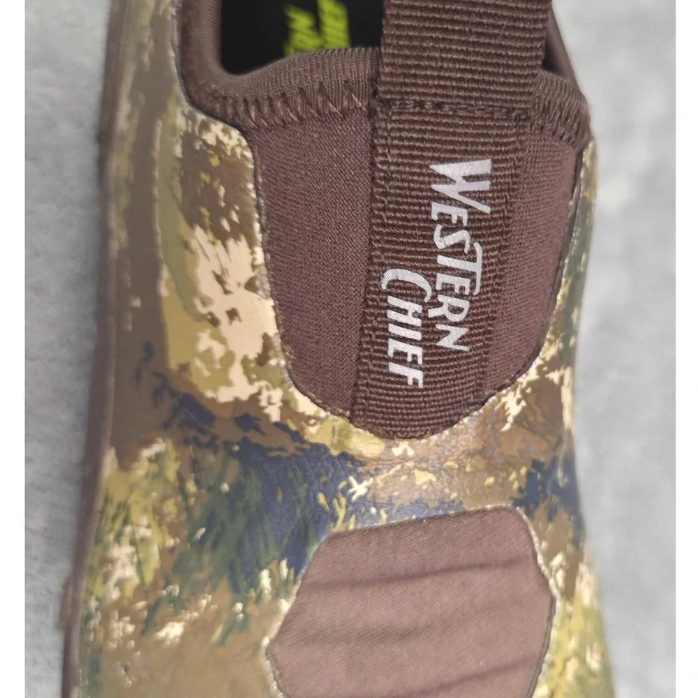 Western Chief Mens Camo Waterproof Garden Shoes Size 8 Brown Rubber Neoprene